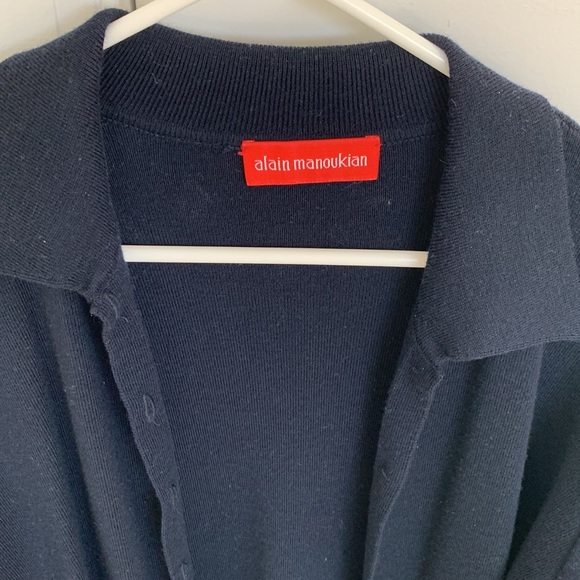 Alain Manoukian Navy Lambs Wool cardigan M/L - Picture 2 of 6